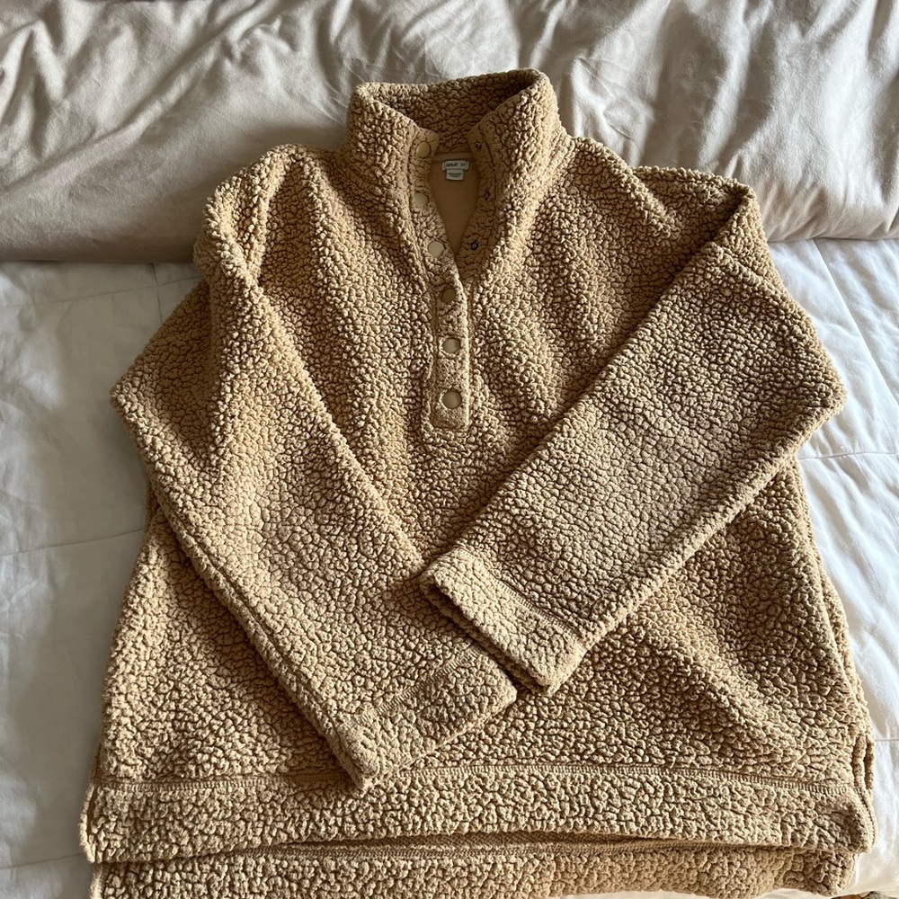 Aerie Tan Sherpa Cowl Neck Sweater